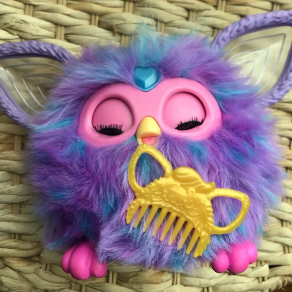 Furby Purple Plush Tie Dye Interactive Toy 2023 Glowing Ears Talks WORKS